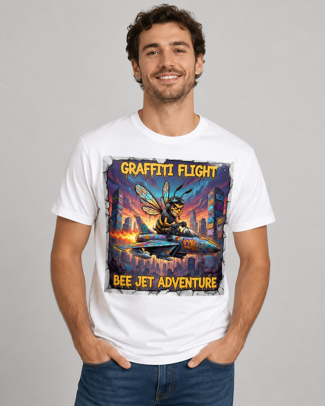Vanta Wear Graffiti Flight Bee Jet Adventure Graphic Tee